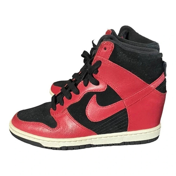 Nike ID Dunk Sky Hi Hidden Wedge Womens 6.5, UK 4, Black Red Sneakers 528899-016 - Picture 1 of 12